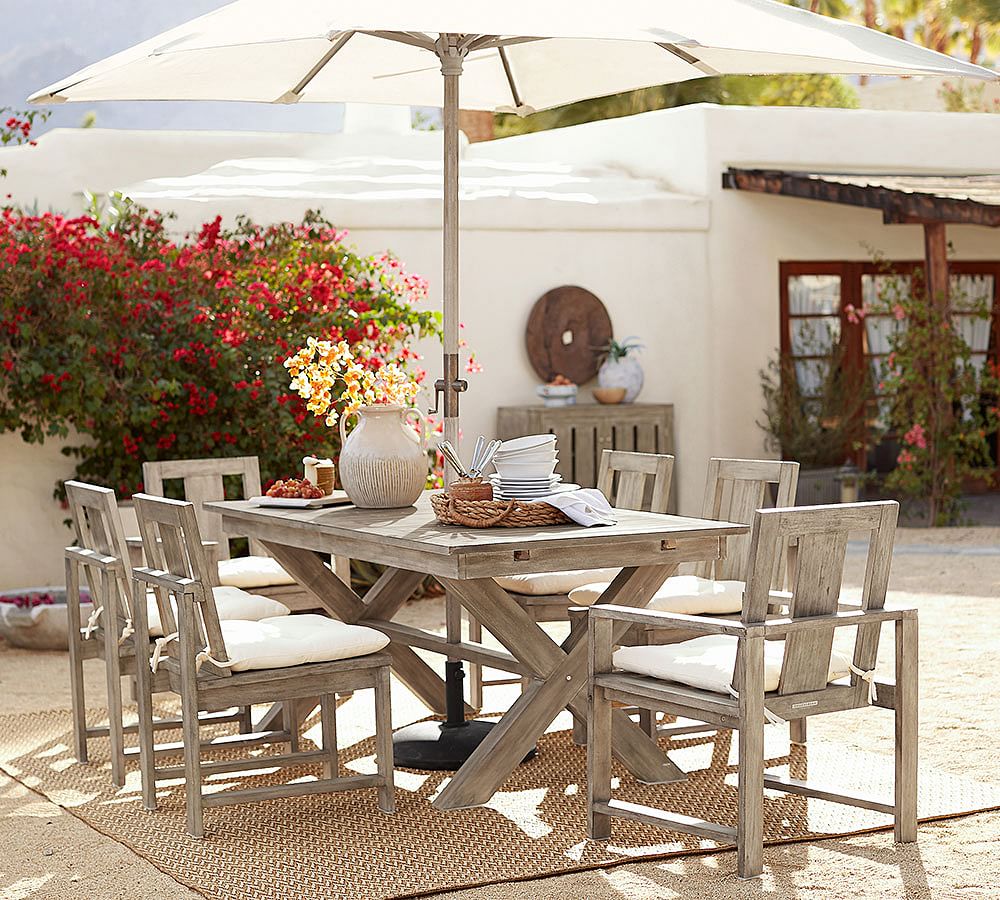 Indio Eucalyptus X-Base Extending Dining Table + Chair Dining Set
