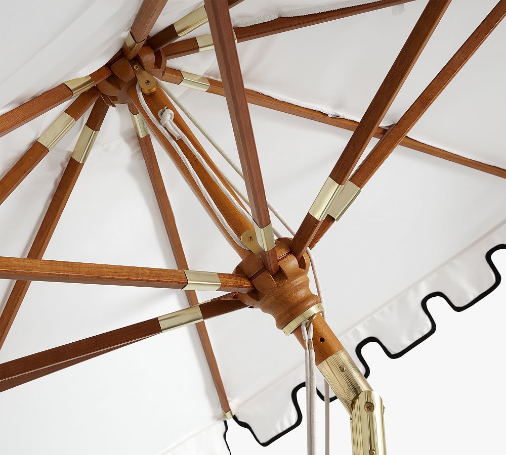 Premium 9' Round Portofino Patio Umbrella &ndash; Teak Tilt Frame​