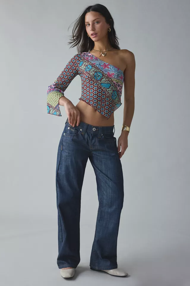 Kimchi Blue Paige Asymmetric One-Shoulder Mesh Top