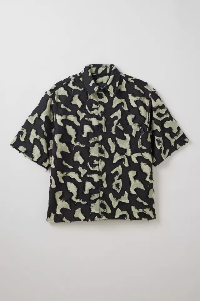 FRIED RICE Abstract Pattern Boxy Short Sleeve Shirt