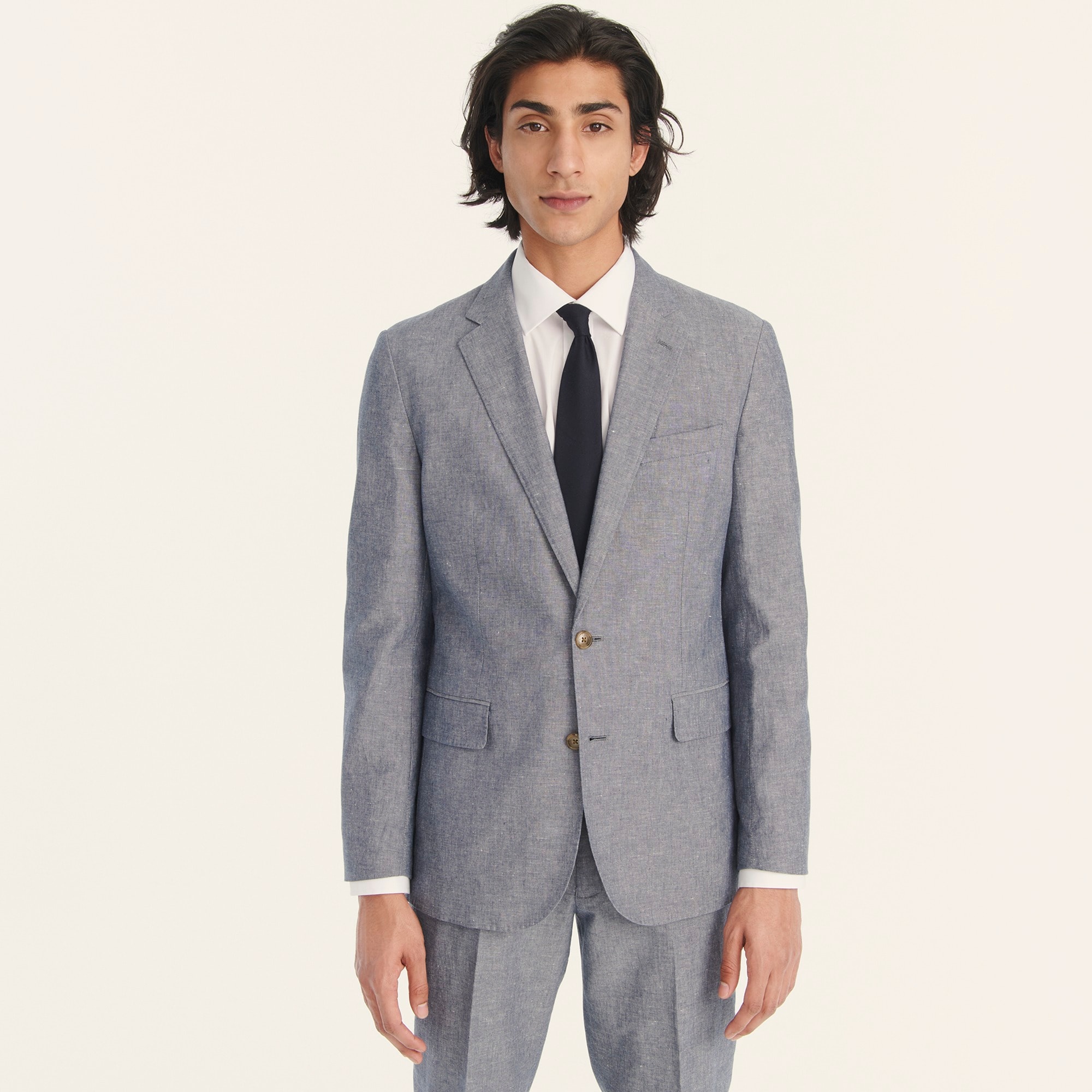 Ludlow Slim-fit unstructured suit jacket in Irish cotton-linen blend