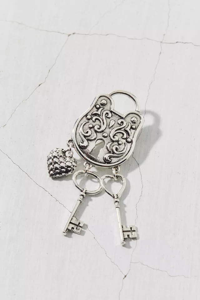 Key To My Heart Lock Charm Brooch