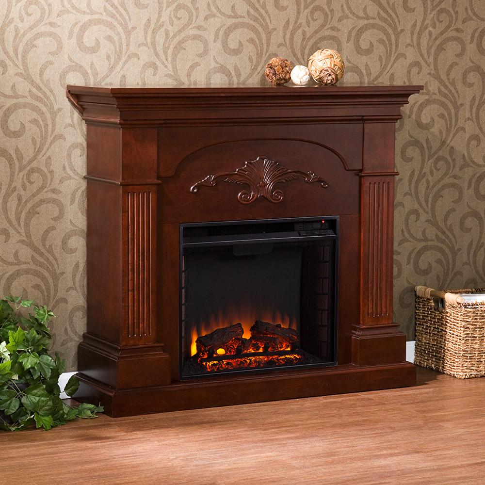 Sicilian Electric Fireplace Mantel Package in Mahogany