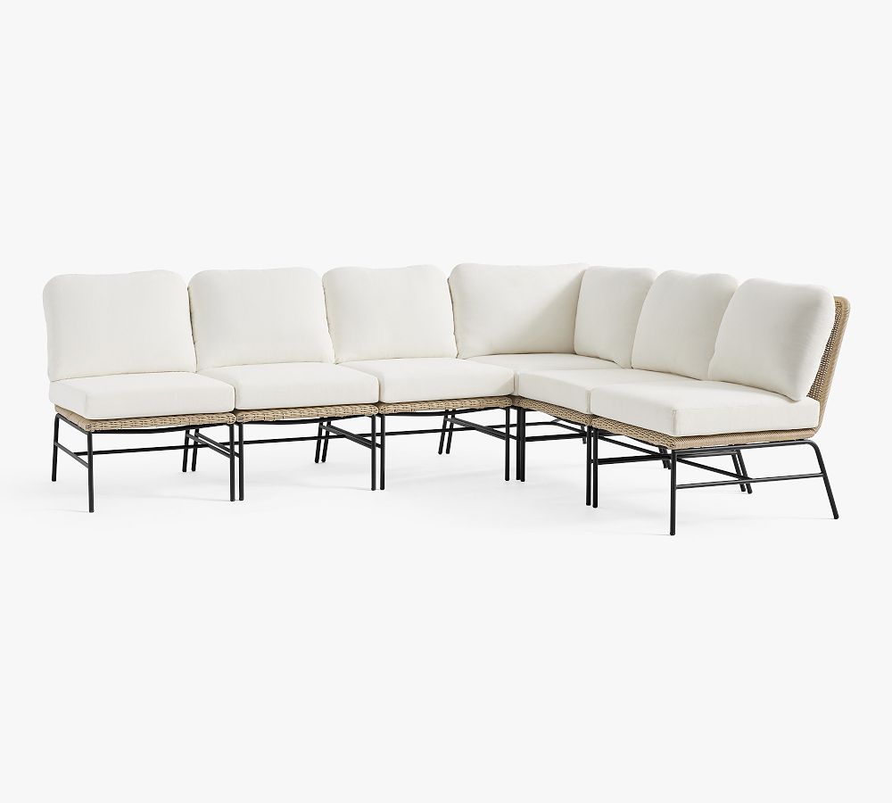 Tulum 6-Piece Armless L-Shaped Outdoor Sectional (128")