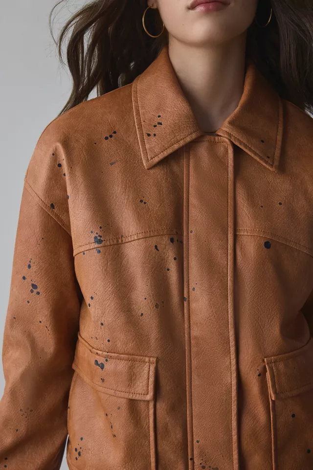 Silence + Noise Painterly Faux Leather Jacket