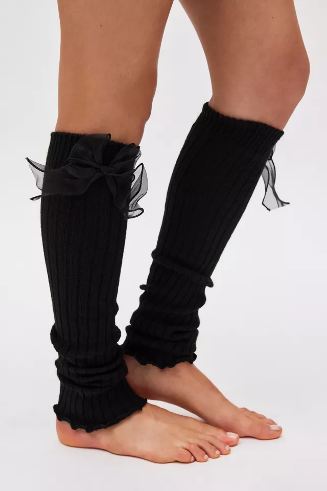 Bow Ribbed Knit Leg Warmer
