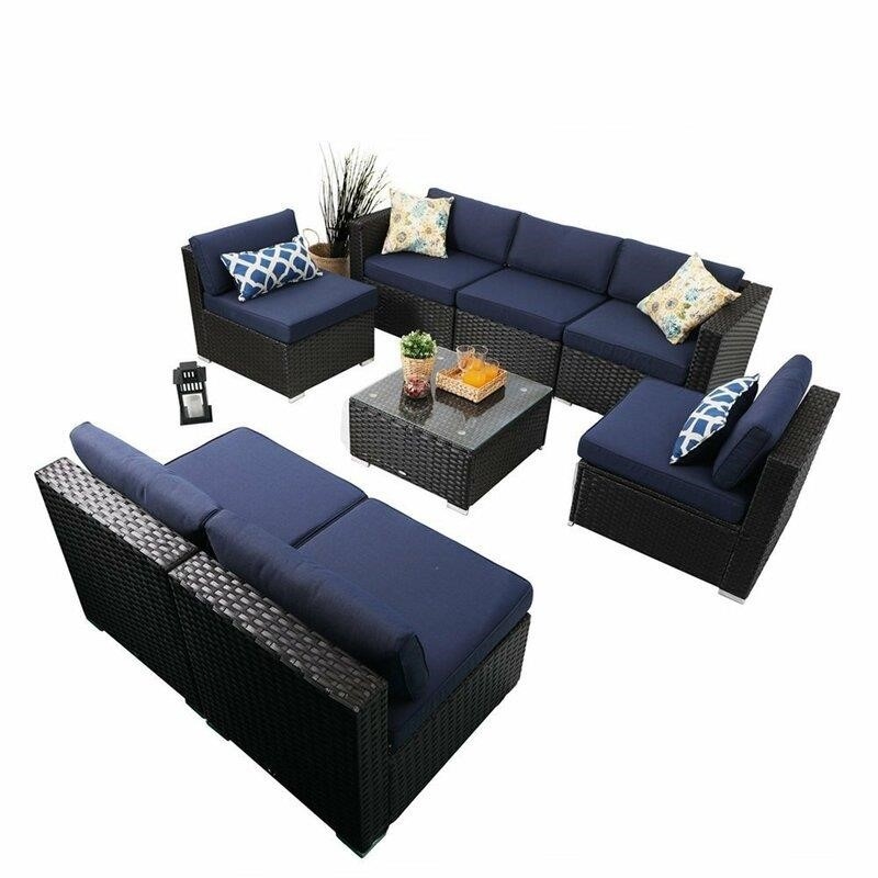 Soper Wicker/Rattan 7 - Person Seating Group with Cushions