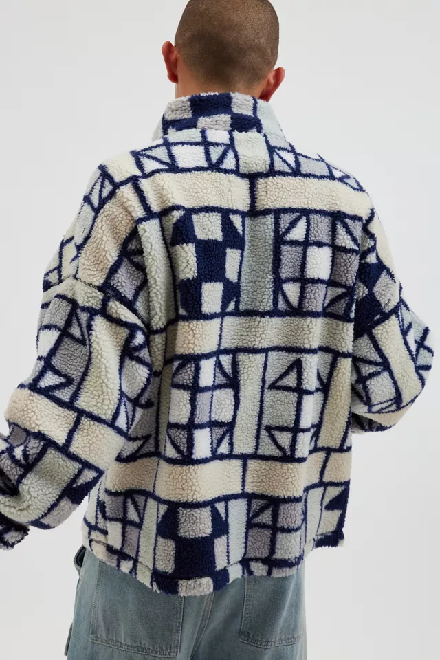 BDG Scotty Printed Fleece Half-Zip Mock Neck Sweatshirt