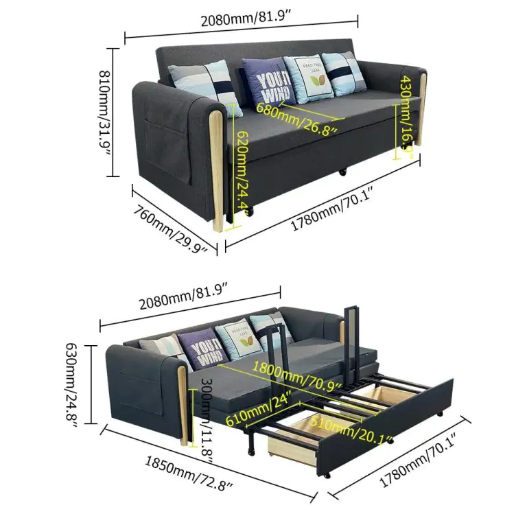 82鈥?Full Sleeper Sofa Upholstered Convertible Sofa Bed with Storage