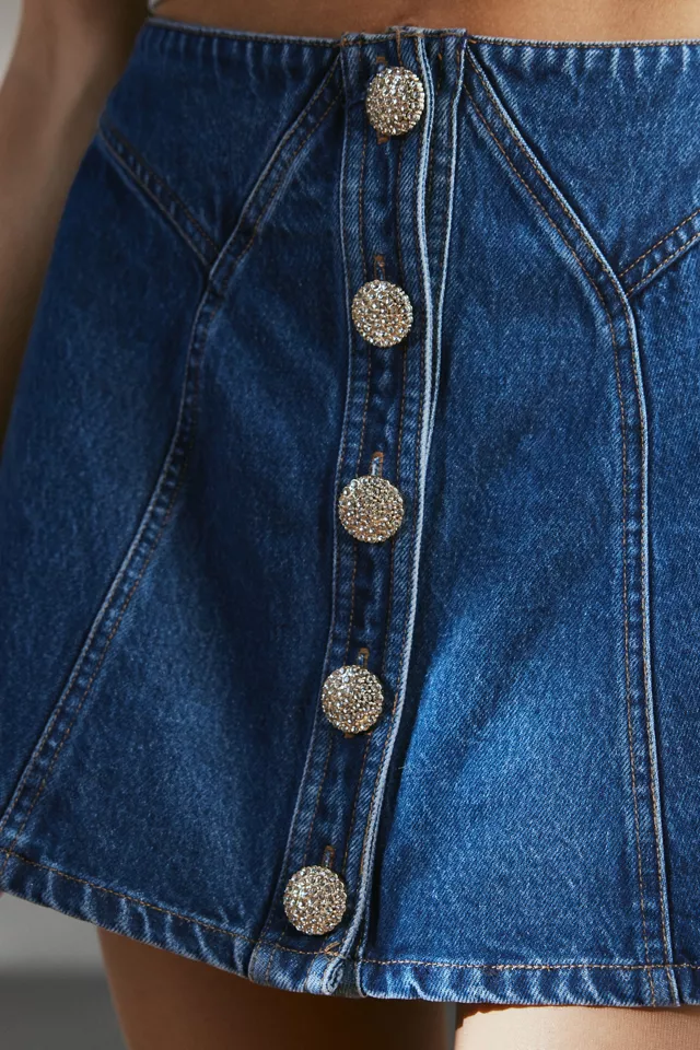 Kimchi Blue Mackenzie Embellished Button Denim Mini Skirt