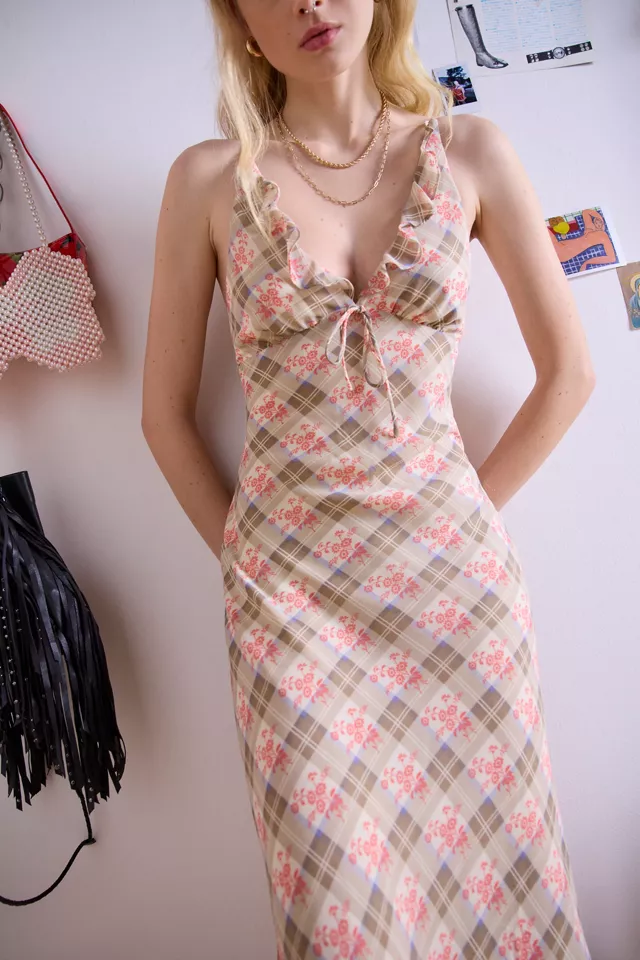 Kimchi Blue Scarlet Printed Ruffle Trim Midi Dress