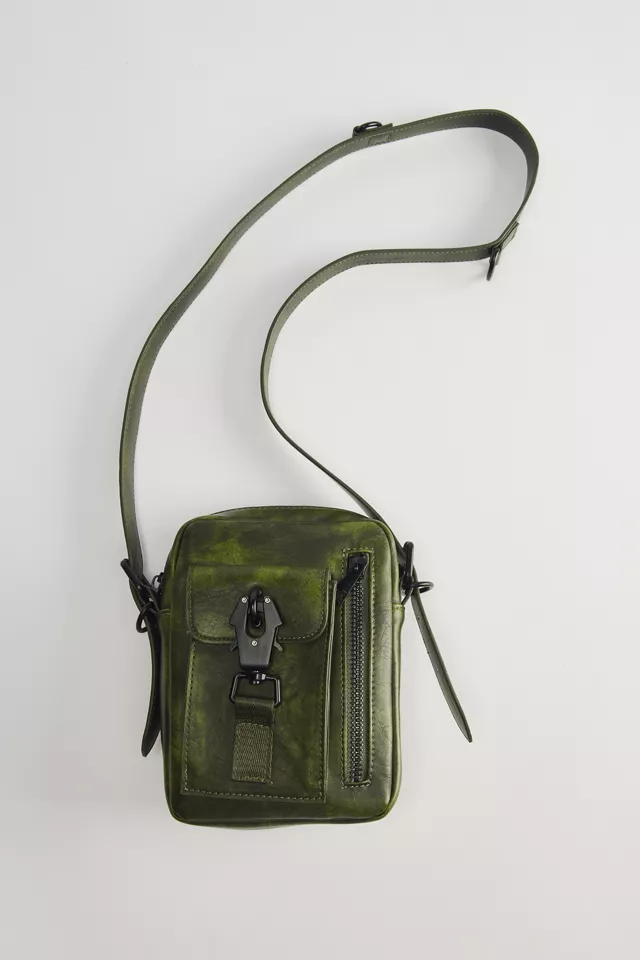 Washed Faux Leather Crossbody Bag