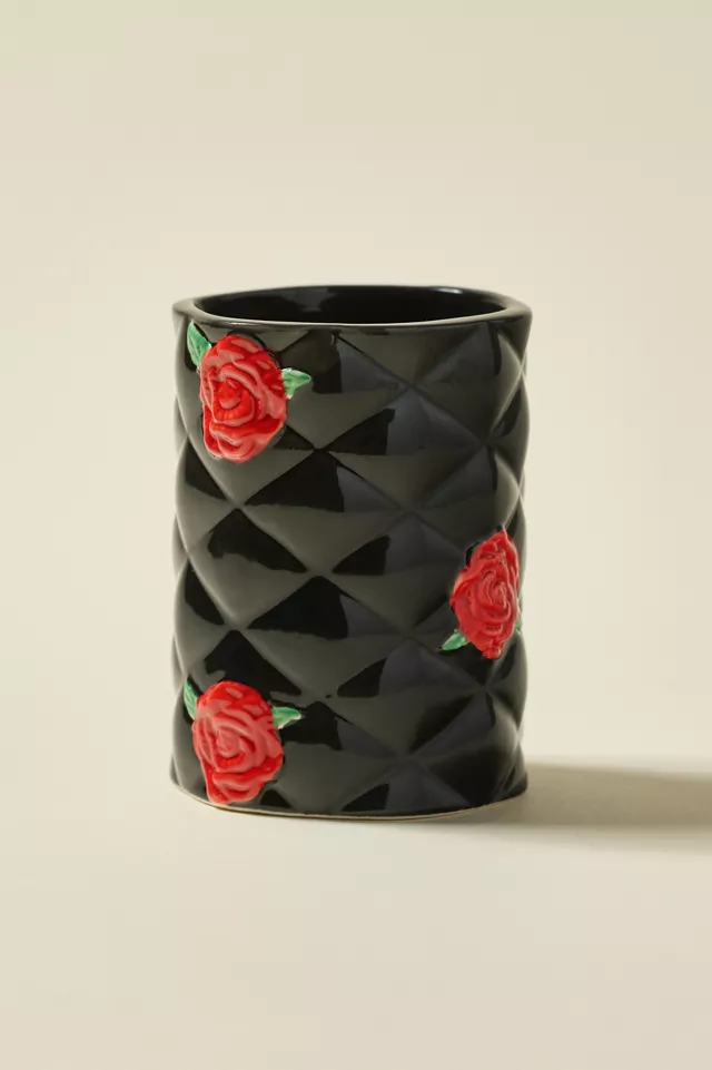 Rose Quilted Ceramic Bath Tumbler