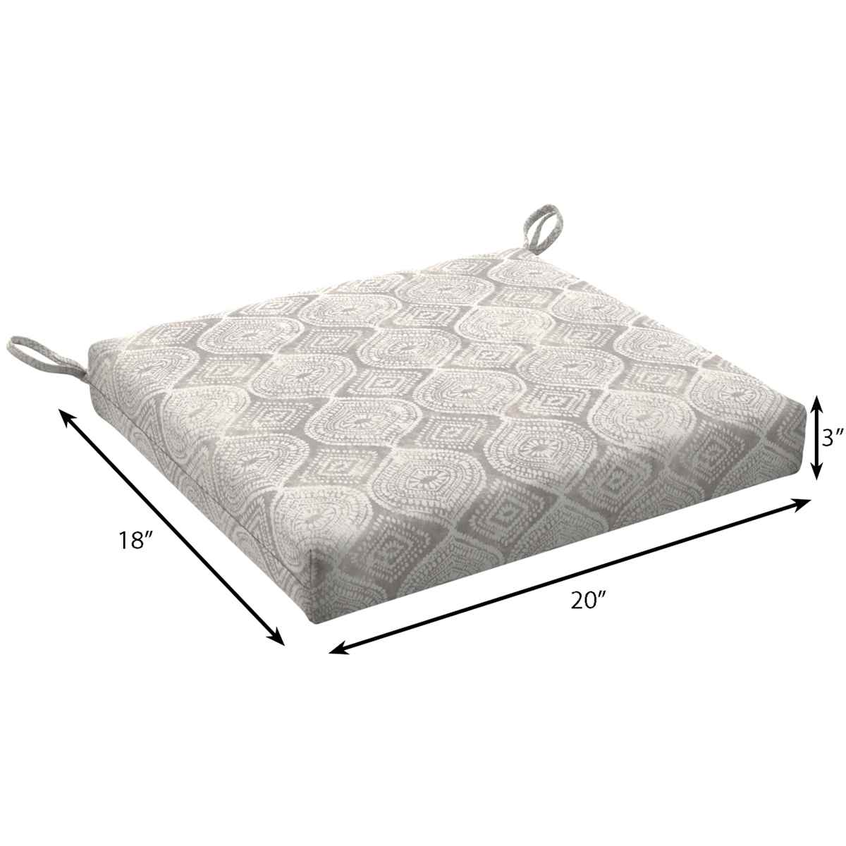 Grey Patna Geo Outdoor Square Seat Cushion