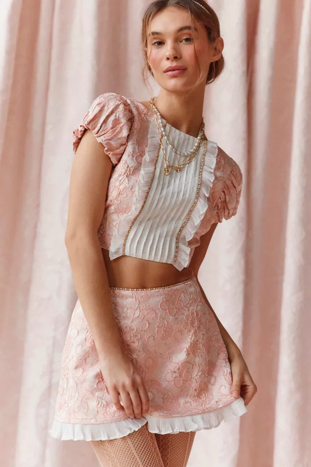 Kimchi Blue Marla Jacquard Ruffle Mini Skirt