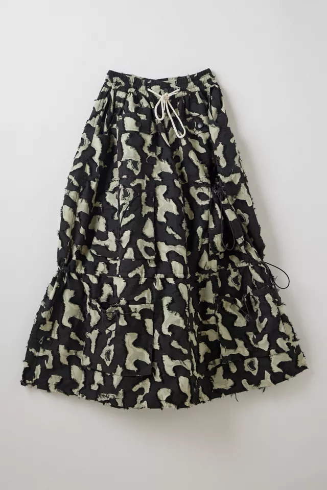 FRIED RICE Abstract Pattern Utility Maxi Skirt