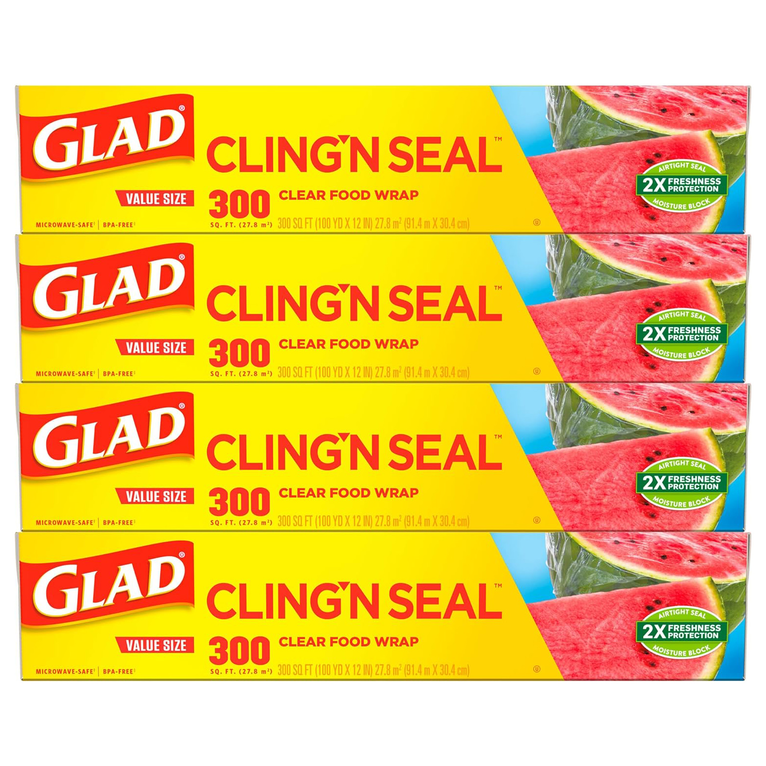 Glad庐 Press'n Seal庐 Plastic Food Wrap - 100 Square Foot Roll - 3 Pack (Package May Vary)