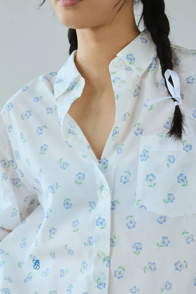Frankies Bikinis Ralph Printed Woven Long Sleeve Sleep Shirt