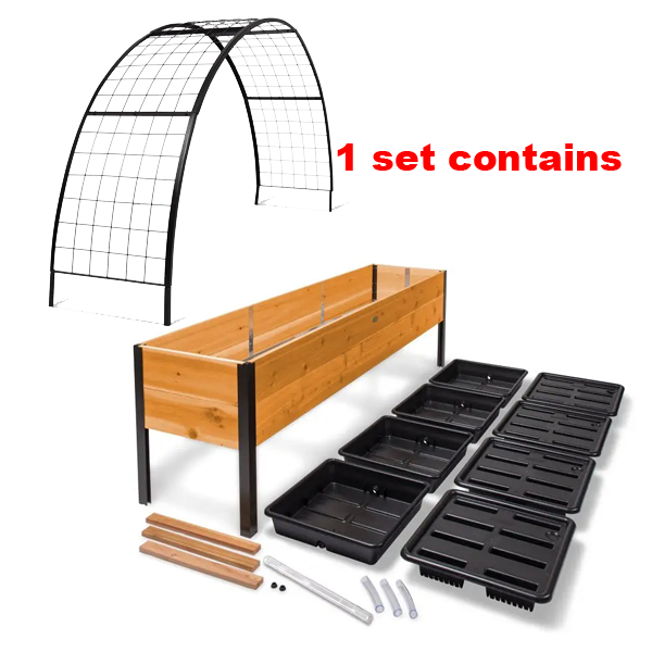 徴Self-Watering Eco-Stained Elevated 2'x8' Planter Box with Arch Trellis徴Flash sale 笞｡ Limited Stock