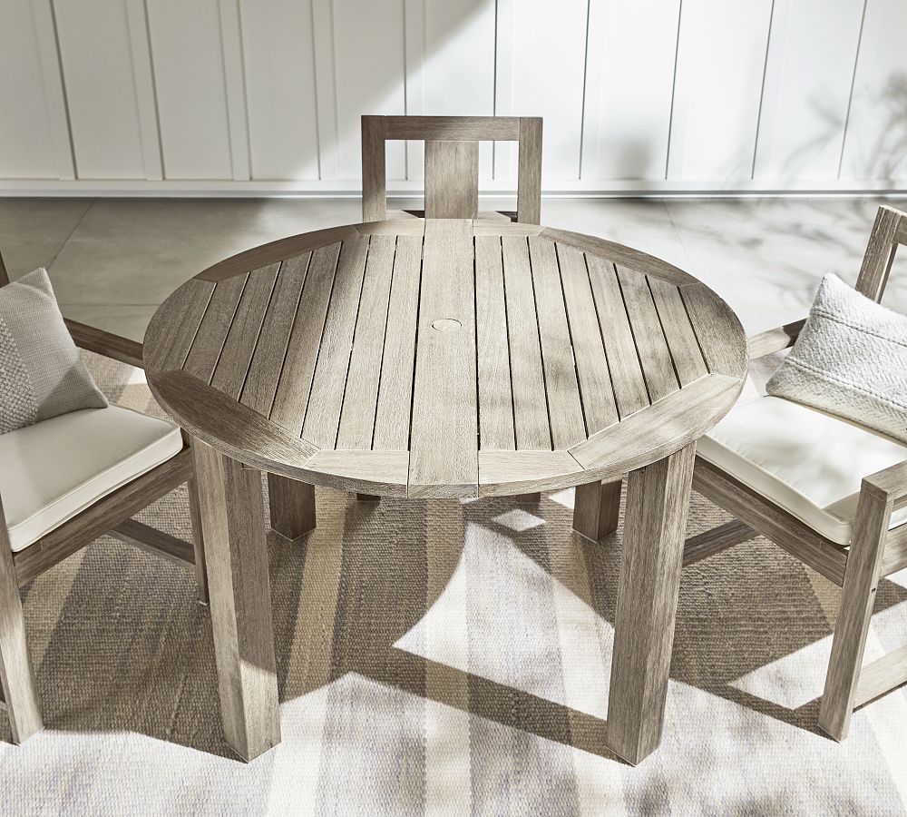 Indio Eucalyptus Round Extending Outdoor Dining Table (48"-93")
