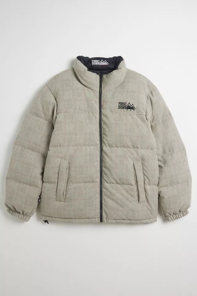 First Down Glencheck Reversible Bubble Puffer Jacket