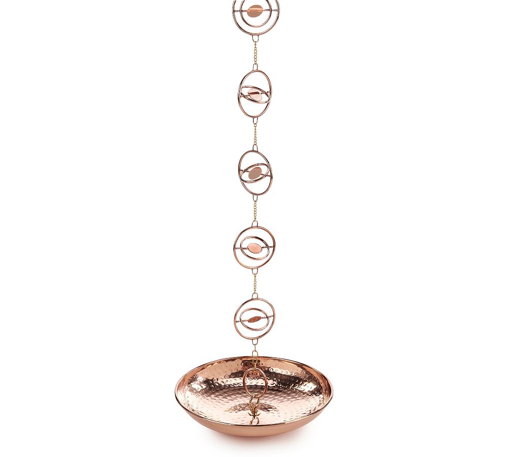Circular Shaped Copper Rain Chain, 8.5'