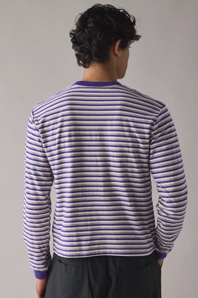 BDG Bonfire Stripe Cropped Long Sleeve Pocket Tee