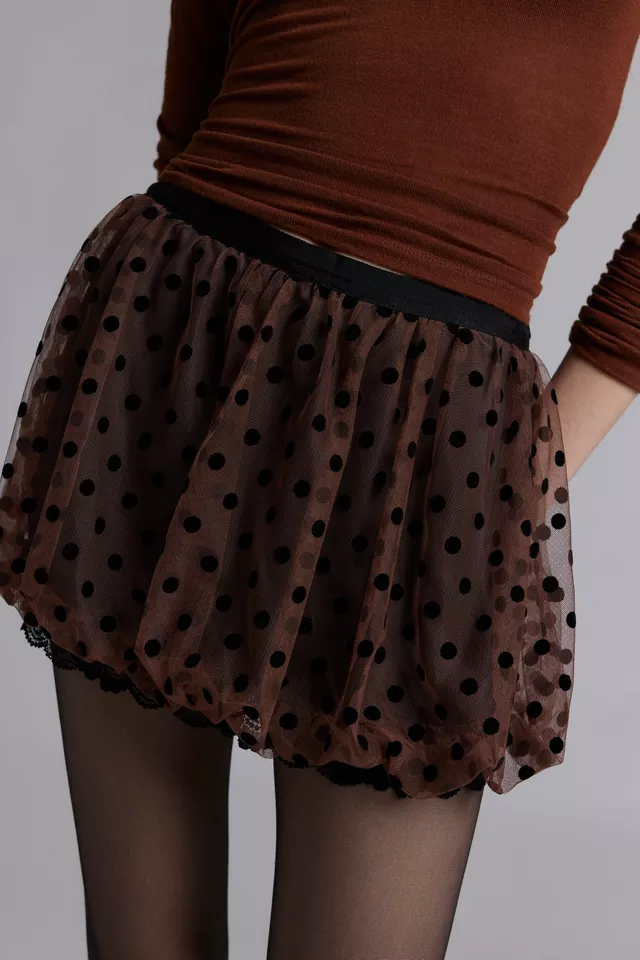 Kimchi Blue Emory Polka Dotted Tulle Bubble Micro Skort