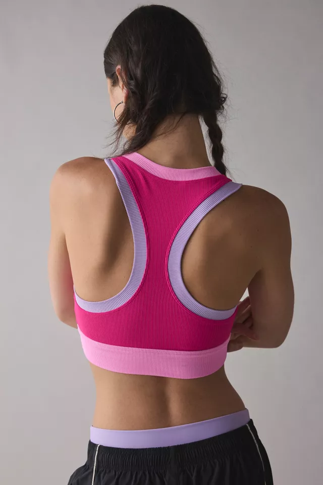Beach Riot Gwen Raspberry Colorblock High Neck Bra Top