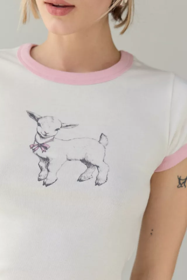 Kimchi Blue Too Perfect Baby Goat Graphic Ringer Baby Tee