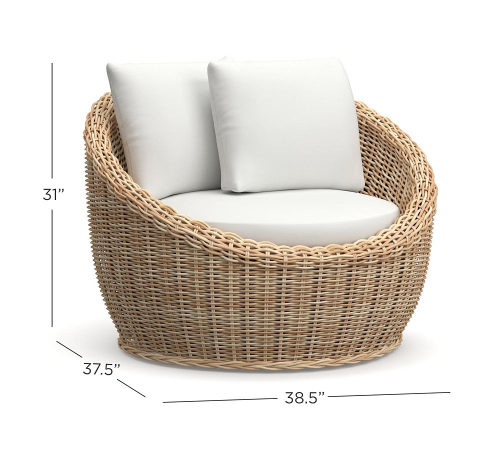 Huntington Wicker Swivel Papasan Outdoor Lounge Chair