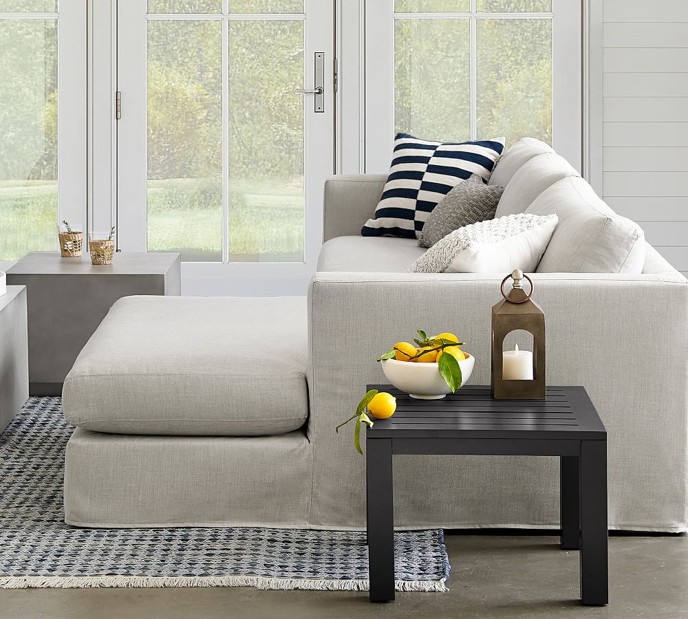 Jake Slipcovered 2-Piece Double Chaise Outdoor Sectional (120")