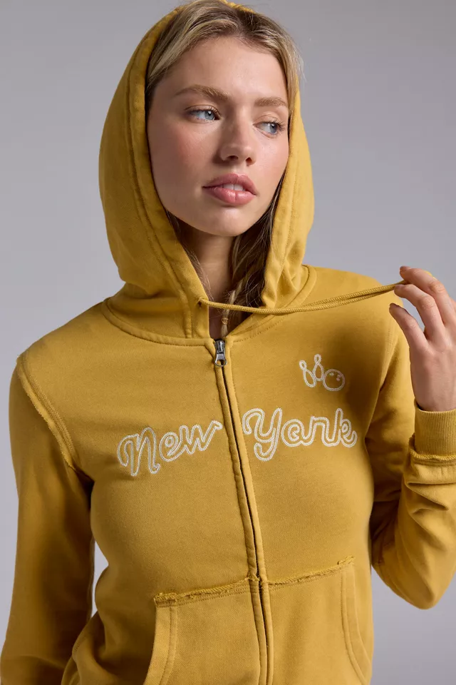 BDG Avril Bowling Embroidered Graphic Zip-Up Hoodie Sweatshirt