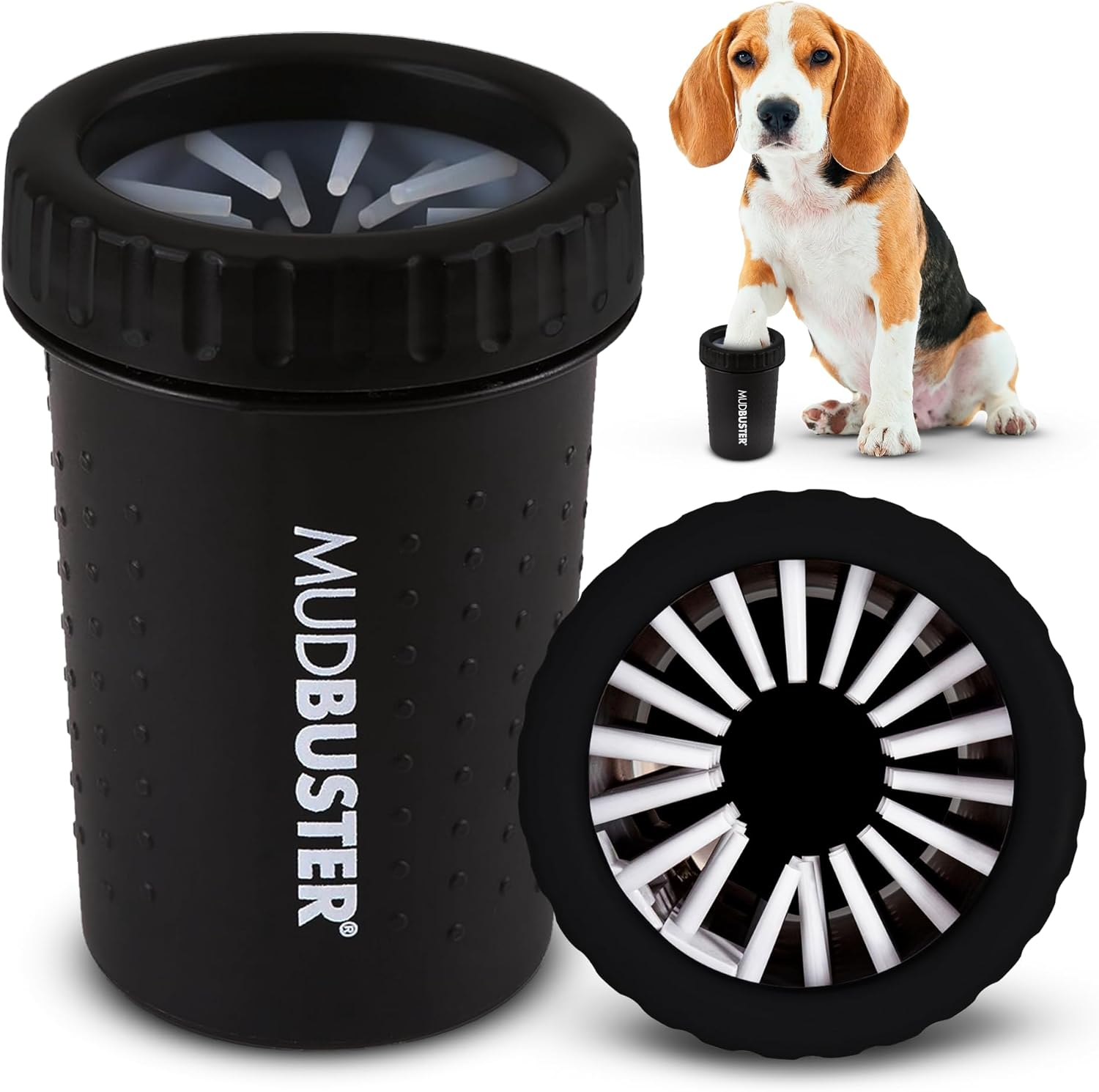 Dexas MudBuster Portable Dog Paw Washer/Paw Cleaner, Large, Matte Black- Special Edition (PW72025-22WP)