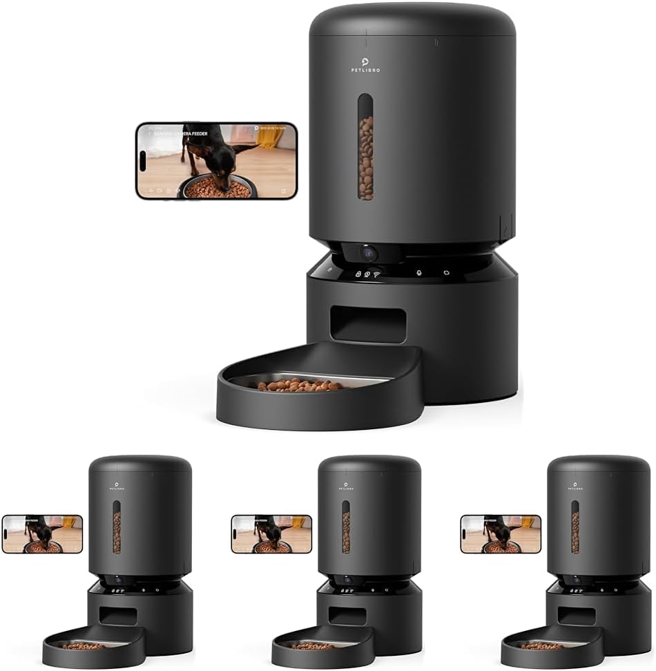 PETLIBRO Automatic Cat Feeder with Camera, 1080P HD Video with Night Vision, 5G WiFi Pet Feeder with 2-Way Audio, Low Food & Blockage Sensor, Motion & Sound Alerts for Cat & Dog Single Tray