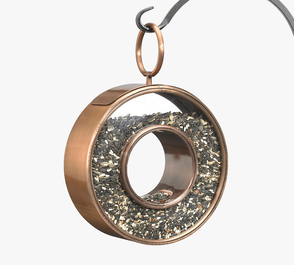 Circle Shaped Copper Fly Thru Bird Feeder