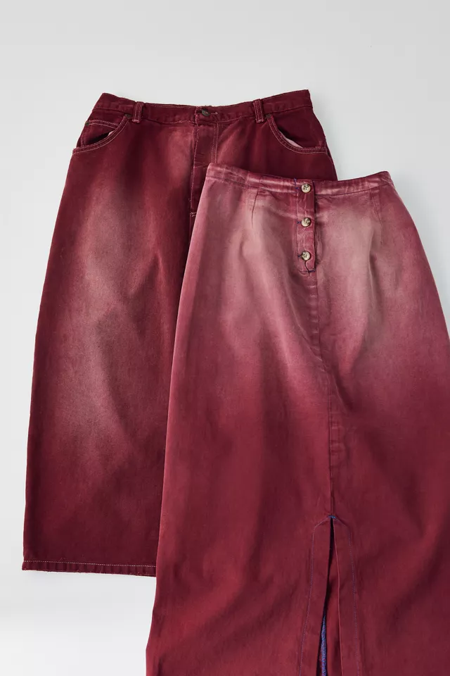 ReMADE By UO Faded Overdyed Denim Maxi Skirt
