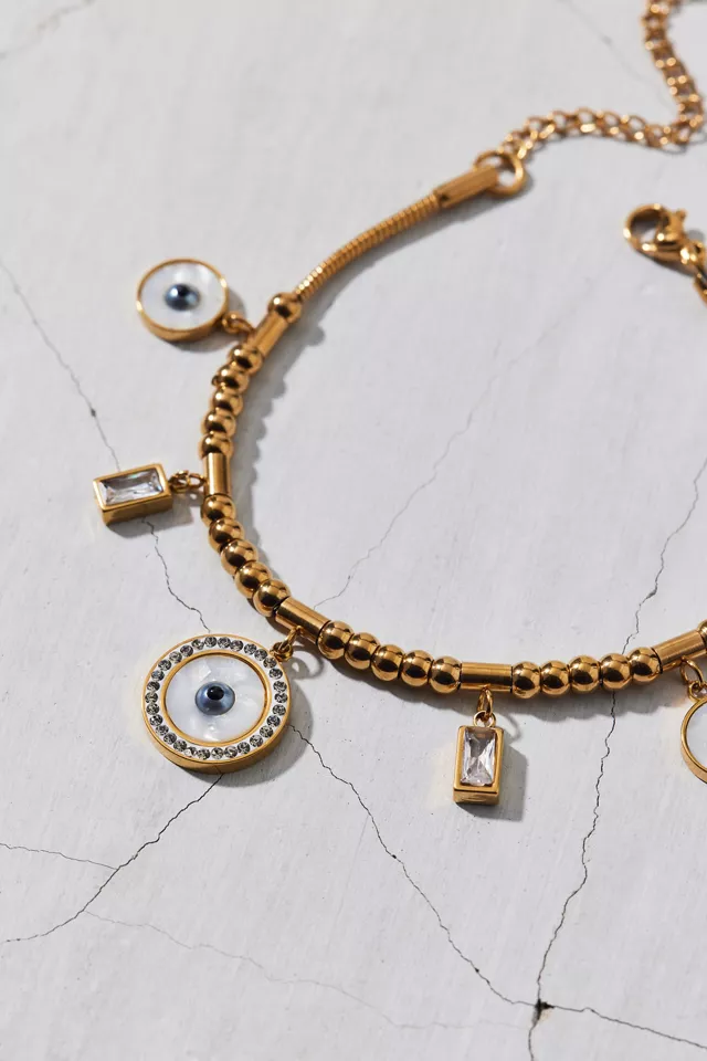Waterproof Rhinestone Eye Charm Bracelet