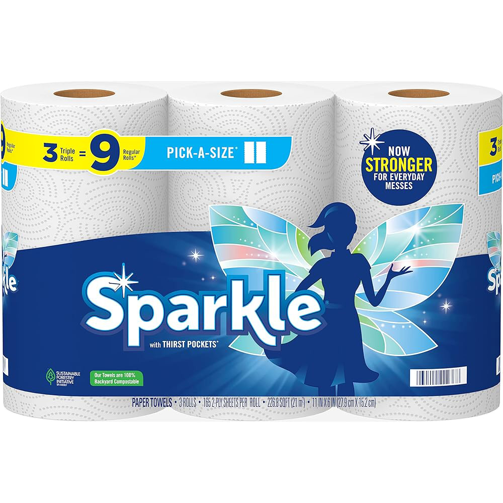 Sparkle庐 Pick-A-Size庐 Paper Towels, 6 Double Rolls = 12 Regular Rolls