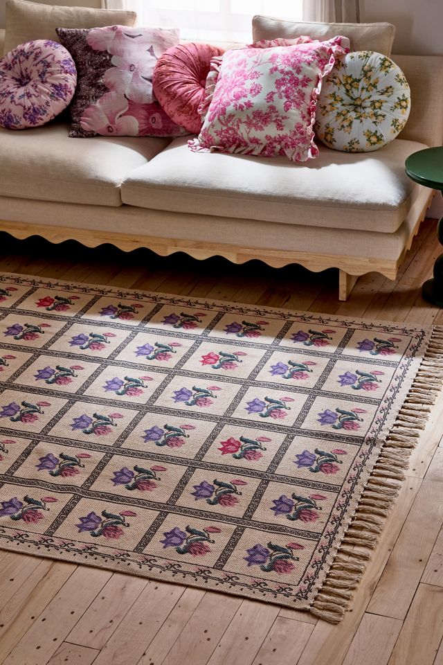 Bridgette Floral Printed Tassel Rug