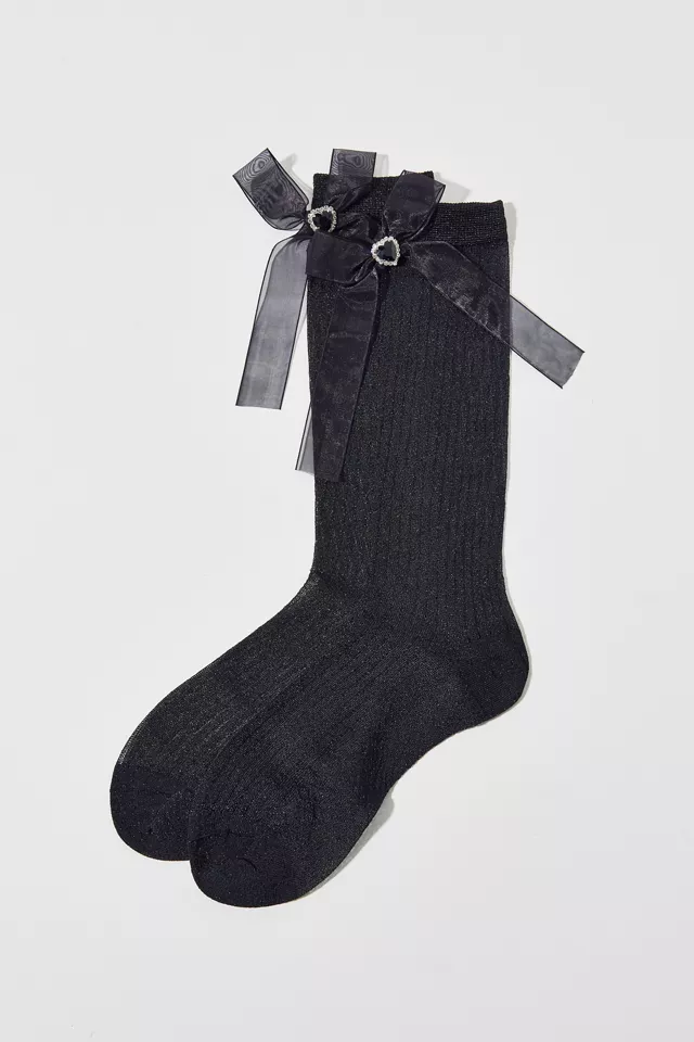 Gem Bow Shimmer Tall Sock