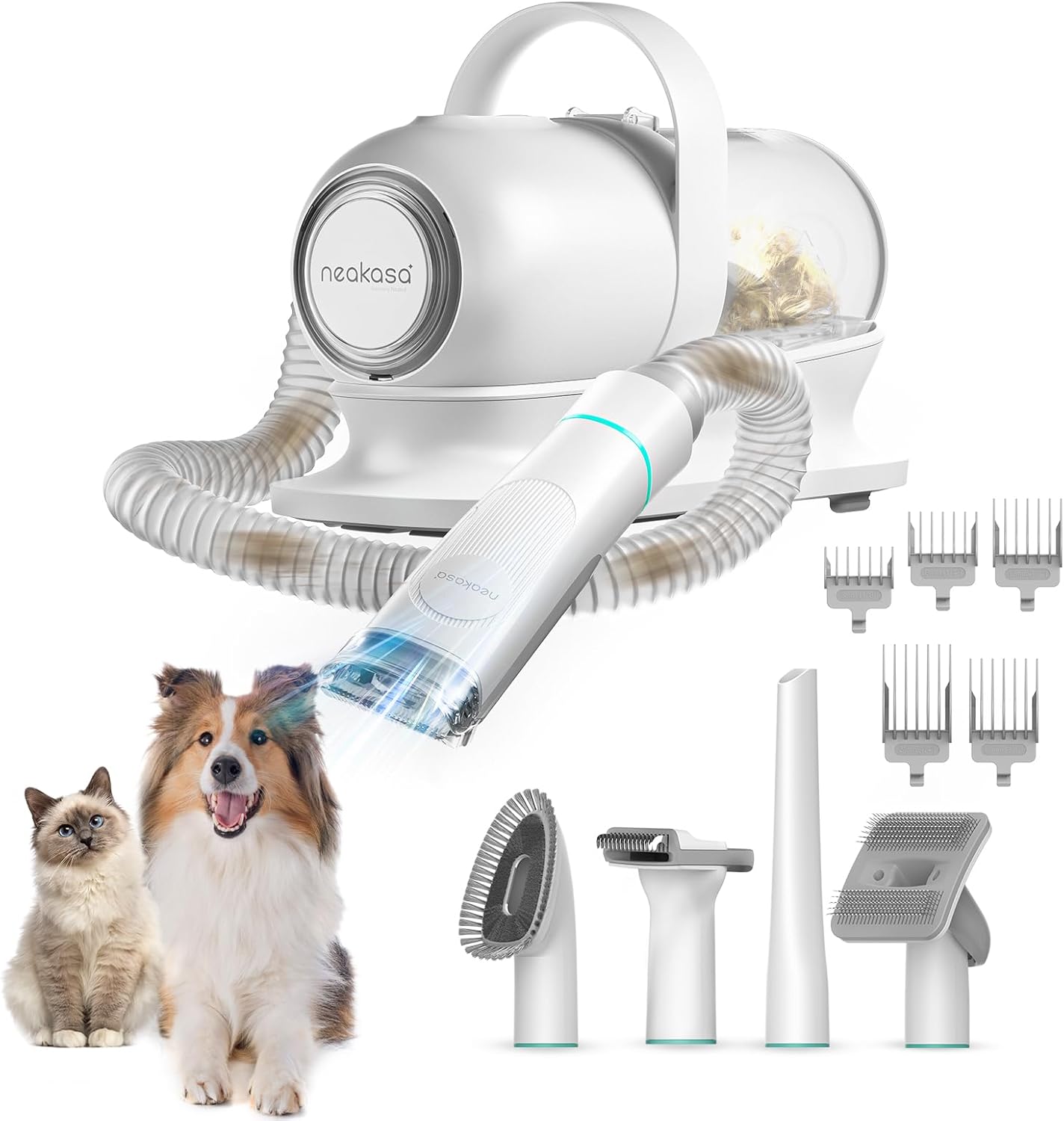 Neakasa P2 Pro Dog Grooming Kit, Dog Clippers Vacuum Suction 99% Hair, Pet Grooming with 5 Proven Tools, 2L Large-Capacity Easy Empty Dustbin for Dogs Cats Animals