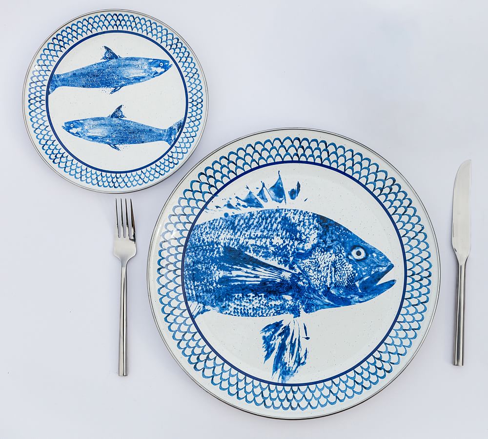 Pescado Enamel Salad Plates, Set of 4
