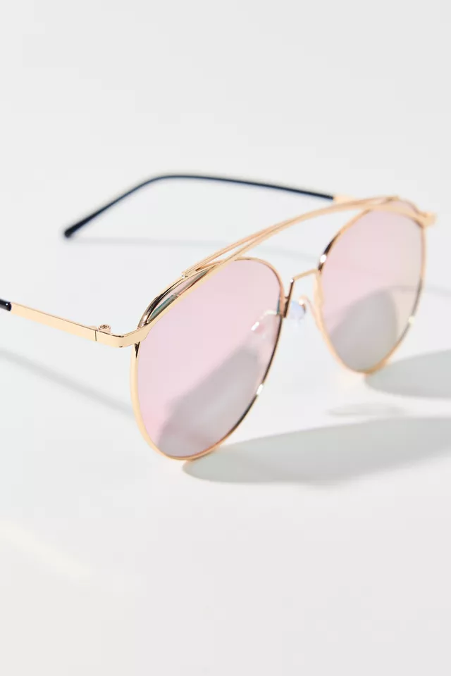 Lexi Mirrored Metal Aviator Sunglasses