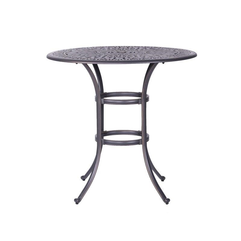 Gunter Round 4 - Person 41.97'' Long Aluminum Bar Height Dining Set with Cushions