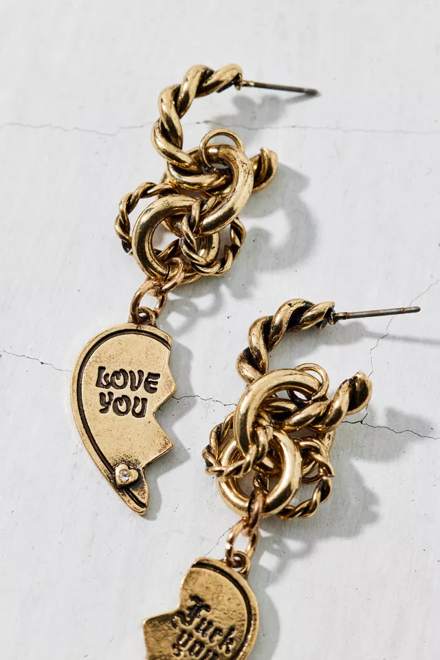 Love U / F U BFF Charm Hoop Earring
