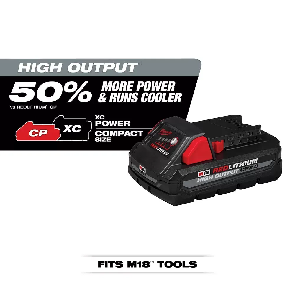 Milwaukee 48-11-1837 M18 18V 3.0Ah REDLITHIUM Compact Battery Pack, 2pk