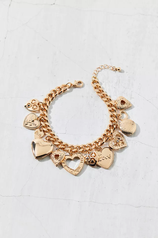Charlie  Gold Heart Charm Bracelet