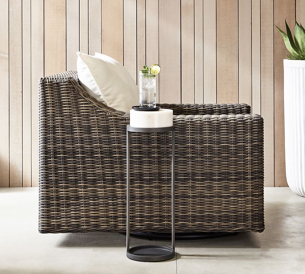 Torrey Wicker Slope Arm Swivel Outdoor Lounge Chair