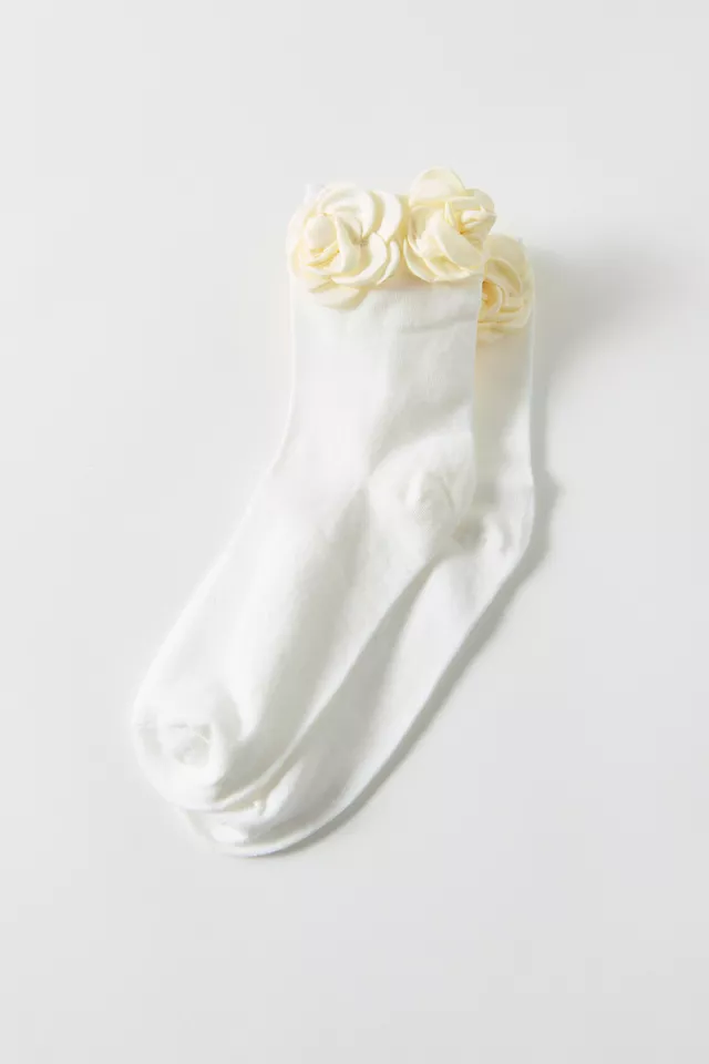 3D Satin Rosette Crew Sock